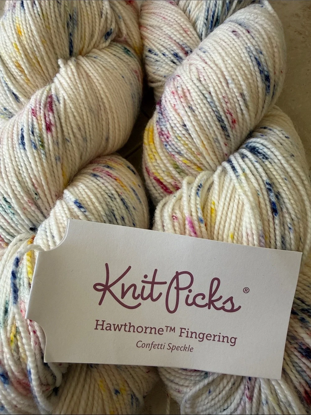 KnitPicks Hawthorne Fingering Confetti Speckle Yarn - Cream
